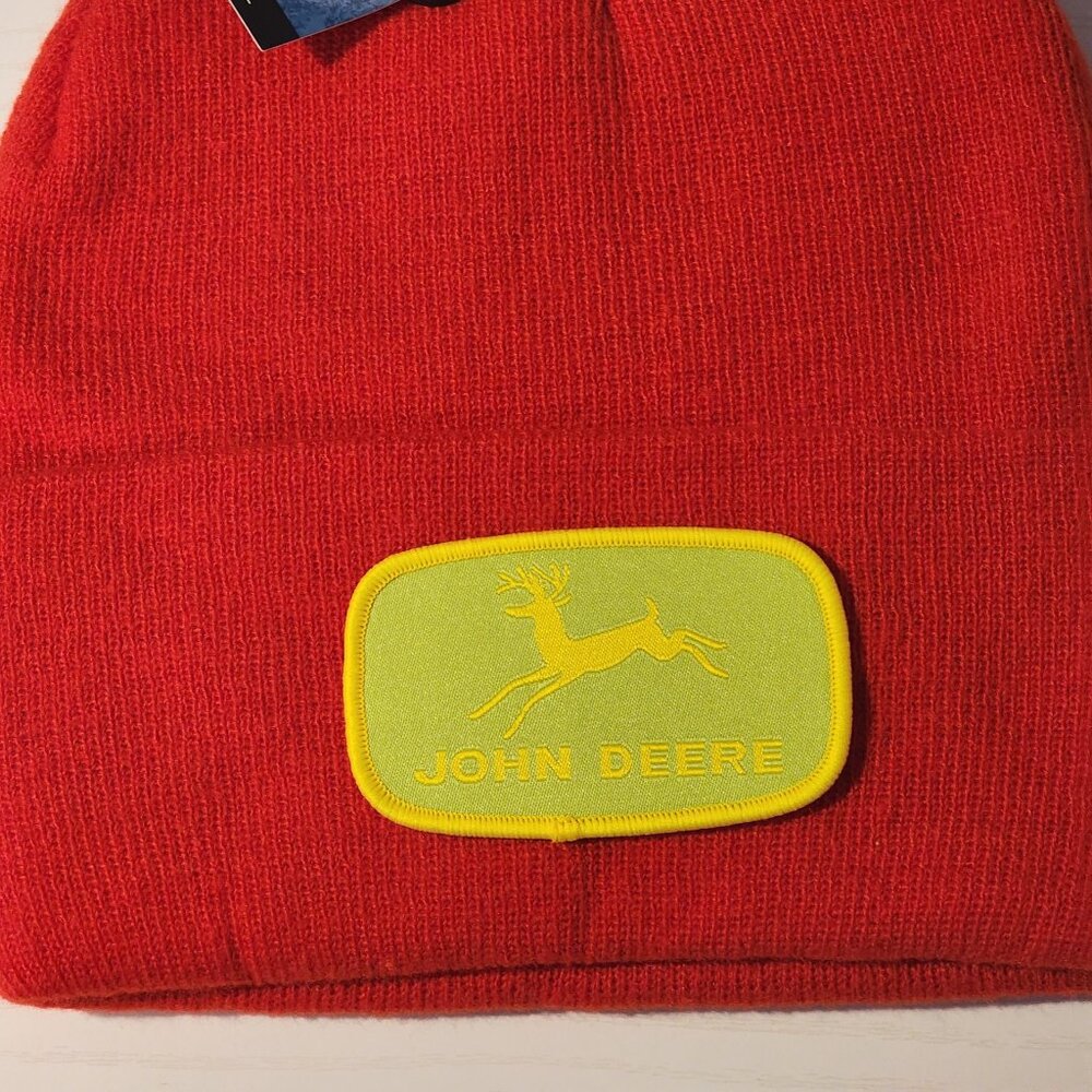 John Deere Patched Knit Cuffed Beanie in Red